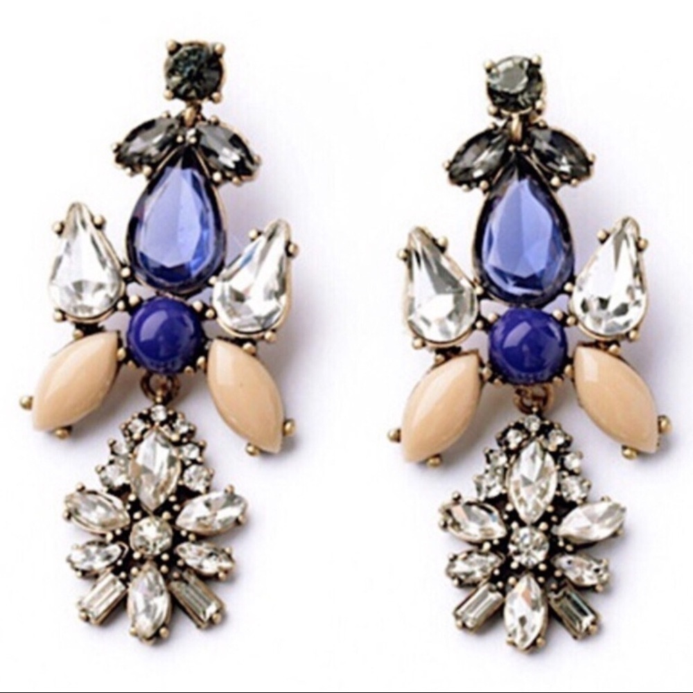 DRAMATIC BLUE CRYSTAL STATEMENT EARRINGS